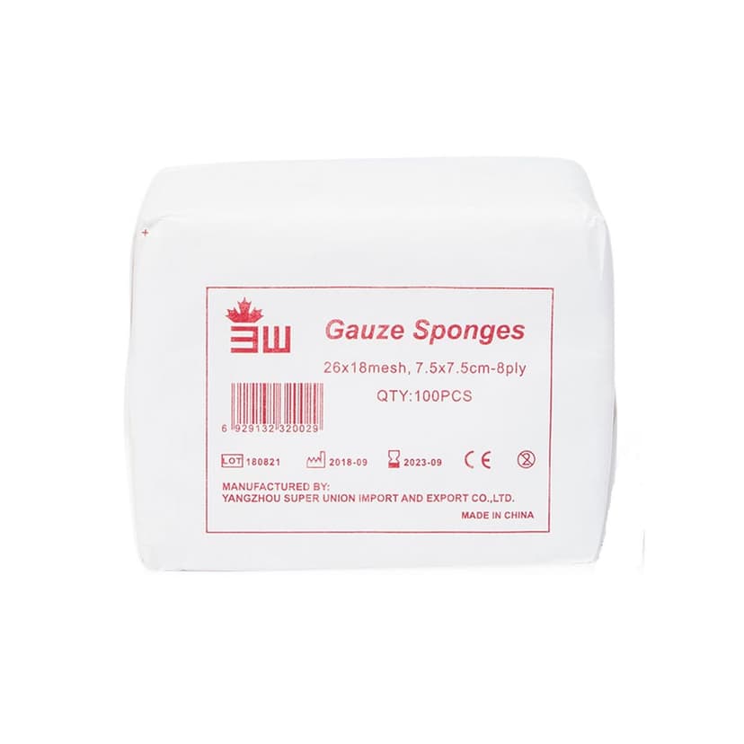 3W Gauze Sponge, NO-21, 8 Ply, 7.5CM Width x 7.5 Length, White, 100 Pcs/Pack