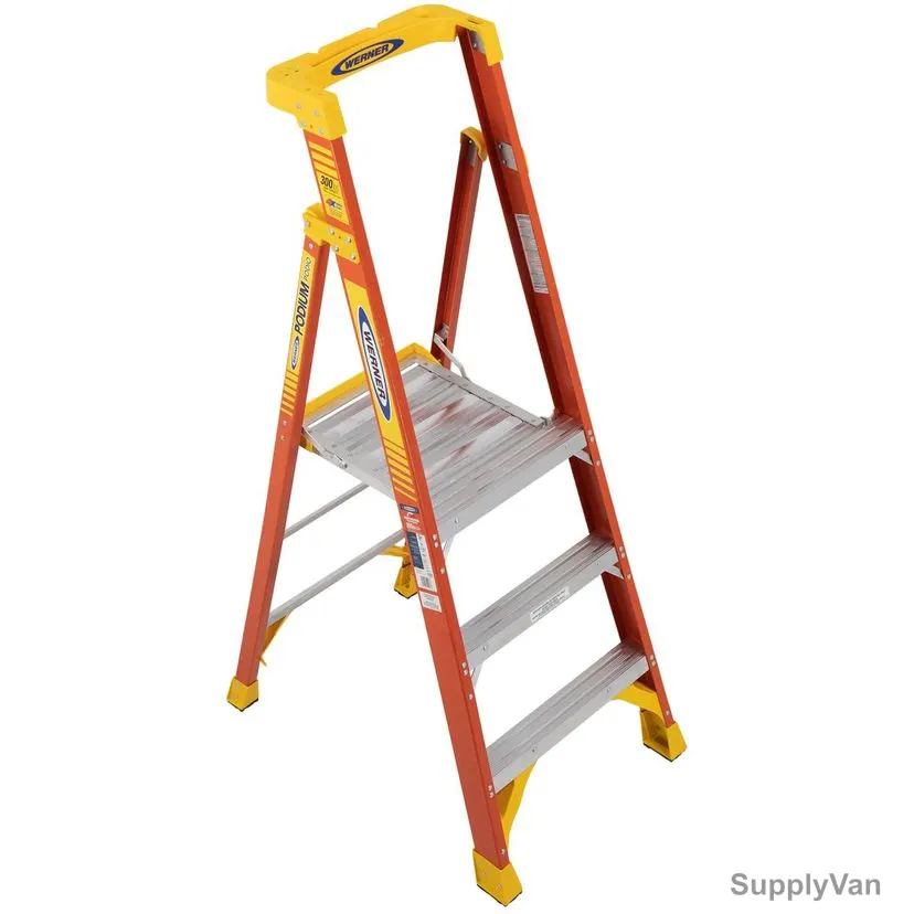Werner Podium Step Ladder, PD6203, Fiberglass, 3 Feet Platform Height, 136 Kg Weight Capacity