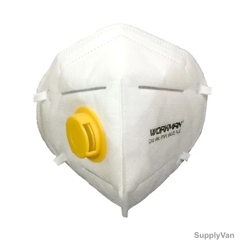 Workman Face Mask With Flat Valve, FFP1, White/Yellow, 20 Pcs/Pack
