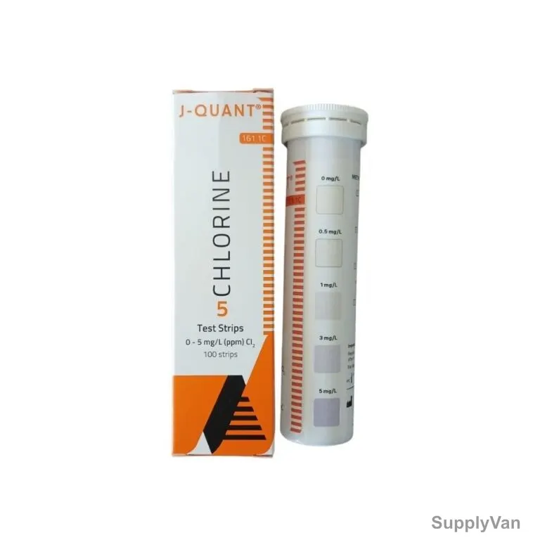 Johnson Chlorine Test Strip, 161.1C, J-Quant, 0 to 5 PPM, 100 Strips/Vial
