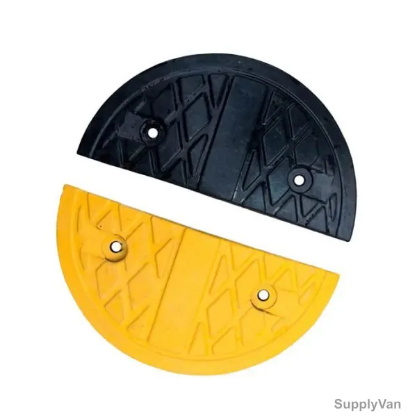 Speed Hump End Cap, Rubber, 50MM Height x 350MM Width x 375MM Length, Yellow/Black