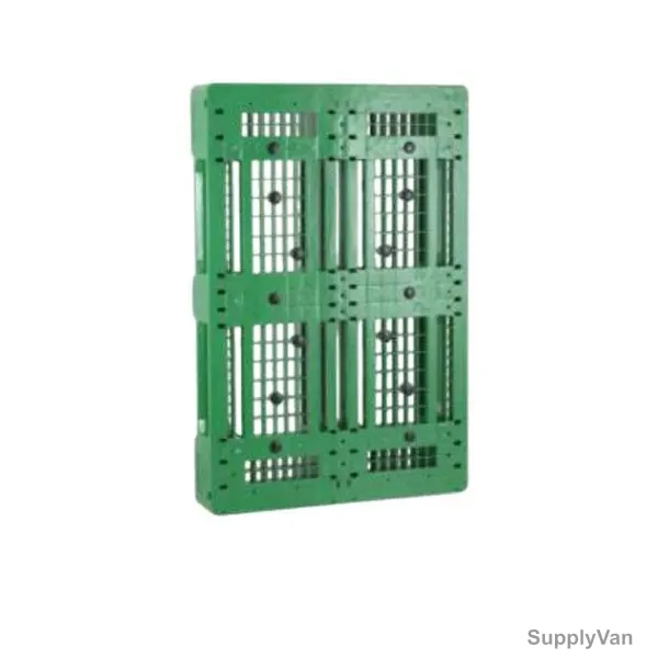 3 Runner Euro Pallet with Screen Printing, CC3R02-1208, HDPE/Polypropylene, 150MM Height x 800MM Width x 1200MM Length, Green/Blue