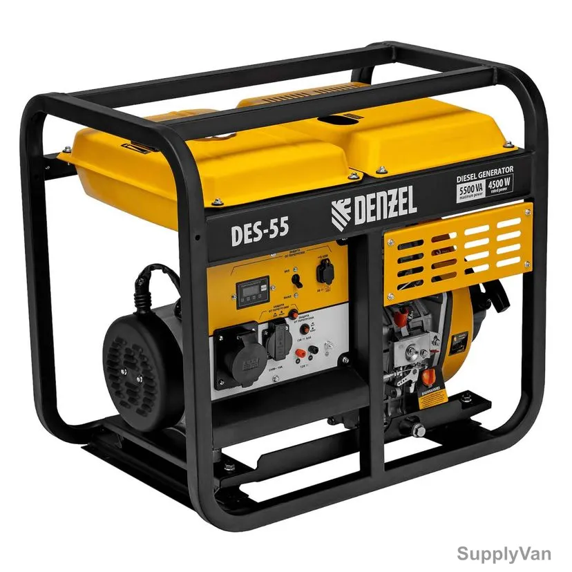 Denzel Manual Start Diesel Generator, DES-55, 5500W, 4-Stroke, 418CC, 9 HP, 11 Ltrs Fuel Tank Capacity