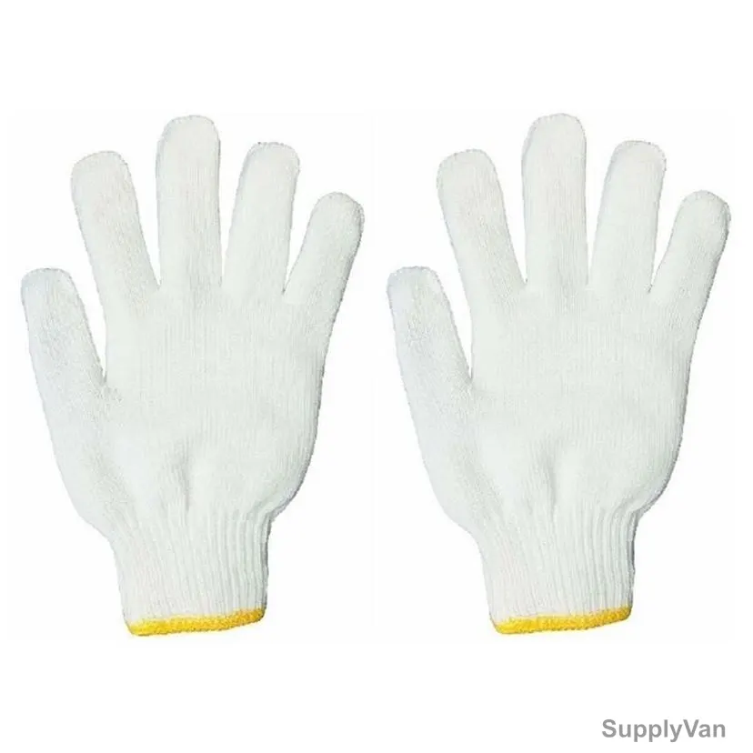 Knitted Gloves, YCG, Cotton, 600GM, Free Size, White, 12 Pairs/Pack