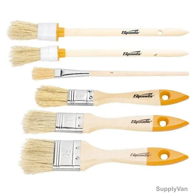 Sparta Flat Paint Brush Set With Wooden Handle, 841145, Pink/Orange, 6 Pcs/Set