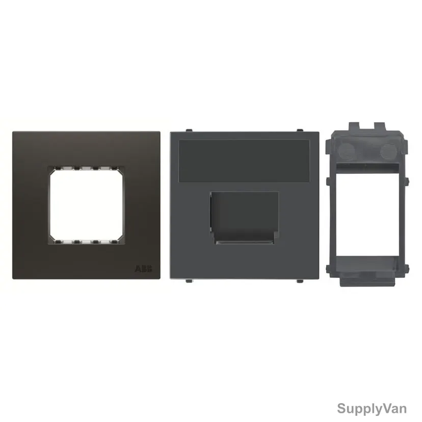 ABB Half/Double Rocker Frame Cover Plate With Shutter And Keystone Support, AMD5144-SB+AMD33144-AN+AMD6016, 3 Pcs/Set
