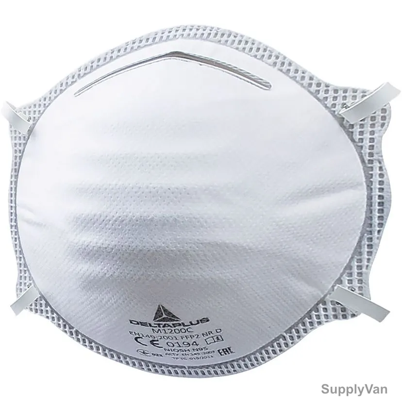 Delta Plus Moulded Disposable Half N95 Respirator, M1200C, FFP2, White, 20 Pcs/Pack
