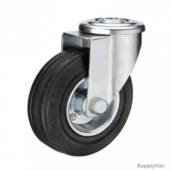 Liemke European Type Bolt Hole Swivel Caster, 18-11-6-13-3-16, Rubber, 80 x 27MM, 60 Kg