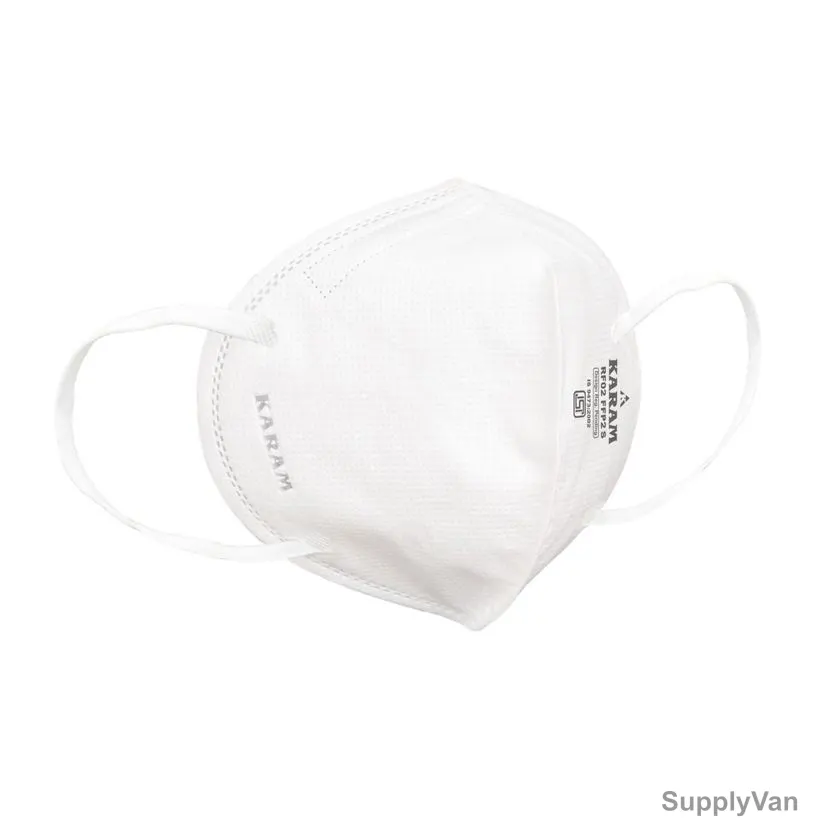Karam FFP2 Disposable Respirator Mask, RF02, Polypropylene, White, 50 Pcs/Pack