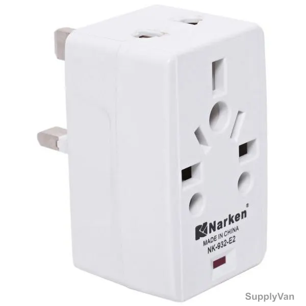 Narken Multi Function Wall Socket Adaptor, NK-932E2, 2500W, 8A, White