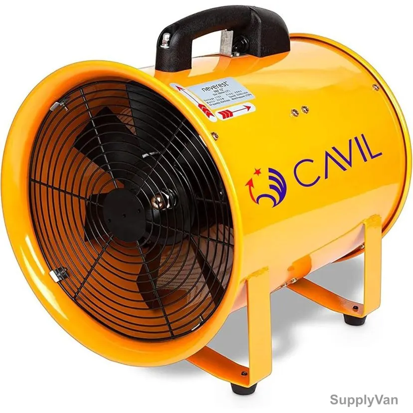 Cavil Portable Blower Exhaust Fan, CPAB-250-UTH, 320W, 3050 RPM, 10 Inch Dia, Yellow