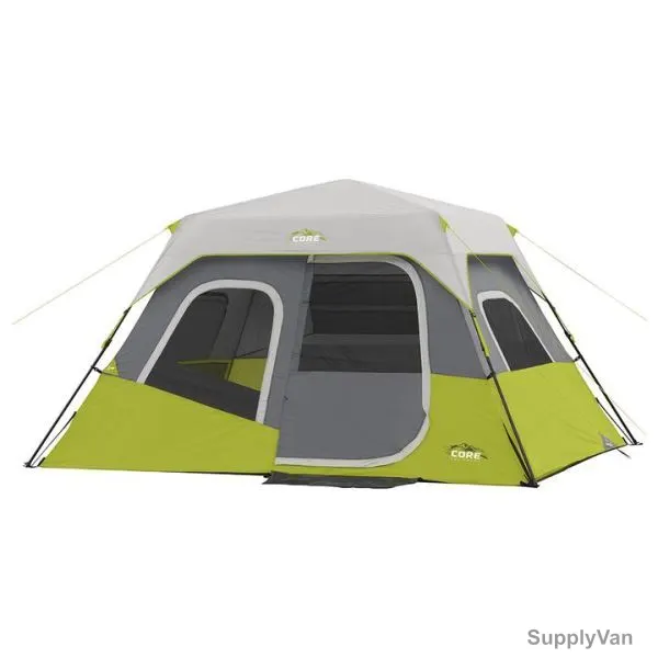 Core Equipment Instant Cabin Tent, SHGT-C-40007, 11 x 9 Feet, 6 Person, Dark Grey/Green