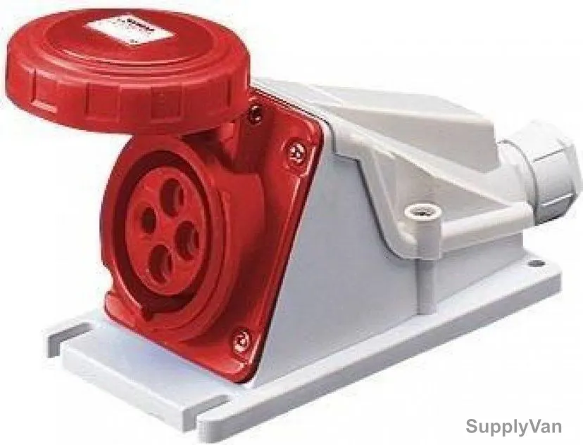 Gewiss 90 Deg Surface Mount Socket Outlet, GW62516, IP67, 32A, 3P+E, White-Red
