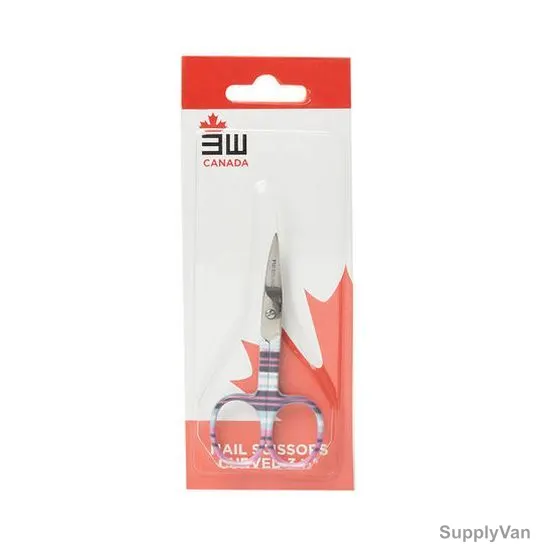 3W Paper Coated Nail Scissor, 11366, Stainless Steel, 9.5CM Length x 1CM Width, Silver/Gold