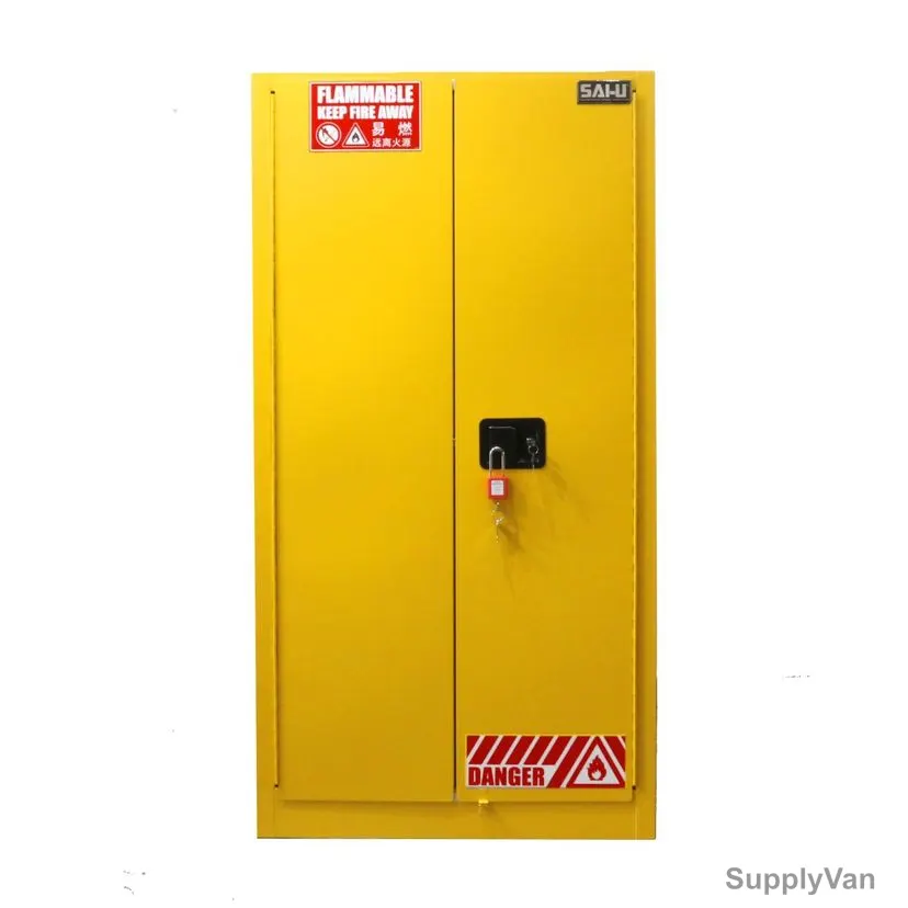 SAI-U Flammable Safety Cabinet, SC0060Y, Double Door, 60 Gallon, Yellow