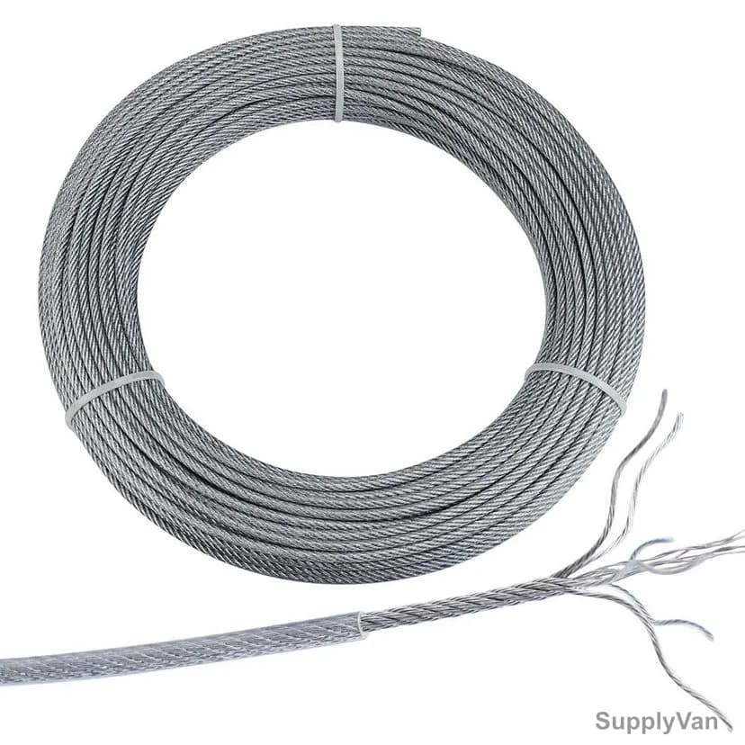 PVC Coated Wire Rope, Galvanized Iron, 1.5MM Outer Thk x 150 Mtrs Length, Silver/Clear
