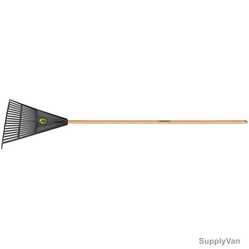 Tramontina Plastic Garden Rake With 120CM Wood Handle, 77850684, 18 Teeth, Black