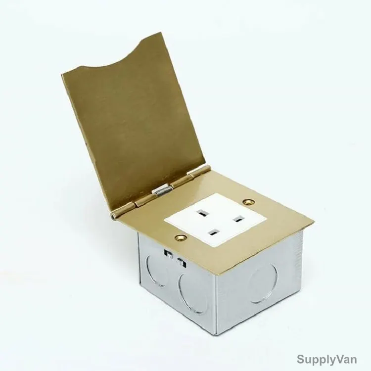 Novex Flat Floor Socket Plate, NFS-405FB, Stainless Steel, 1 Gang, 13A, Gold