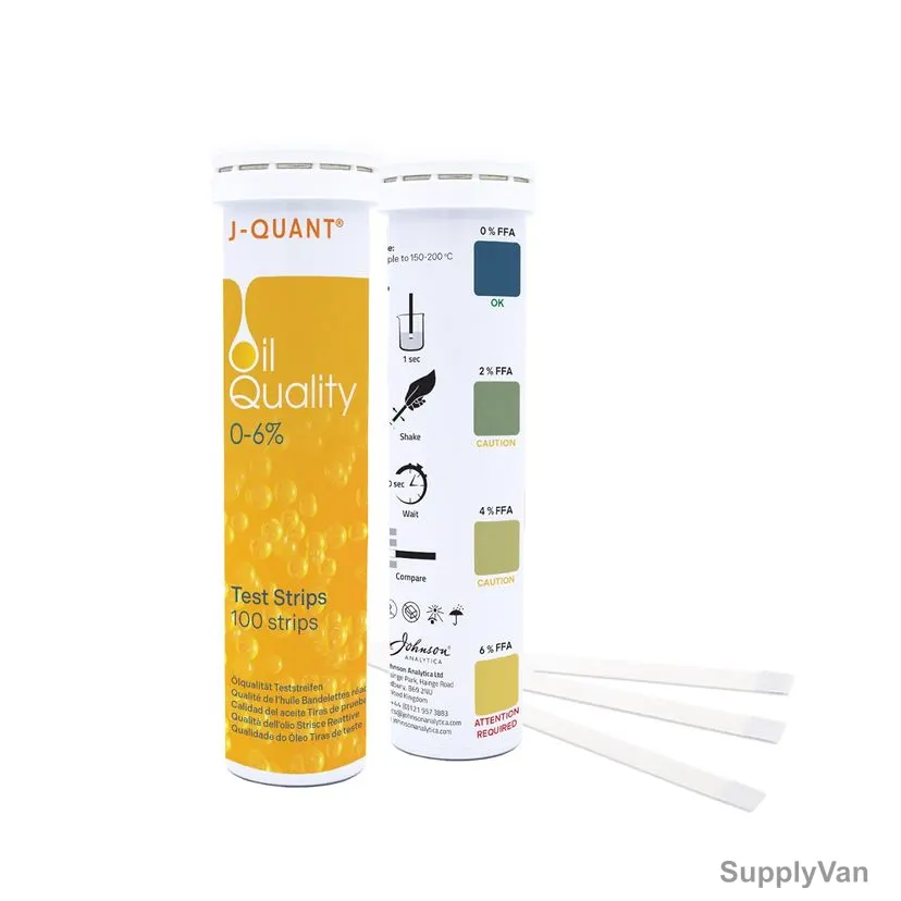 Johnson Oil Quality Test Strip, 245.1, J-Quant, 0 to 6% FFA, 100 Strips/Pack