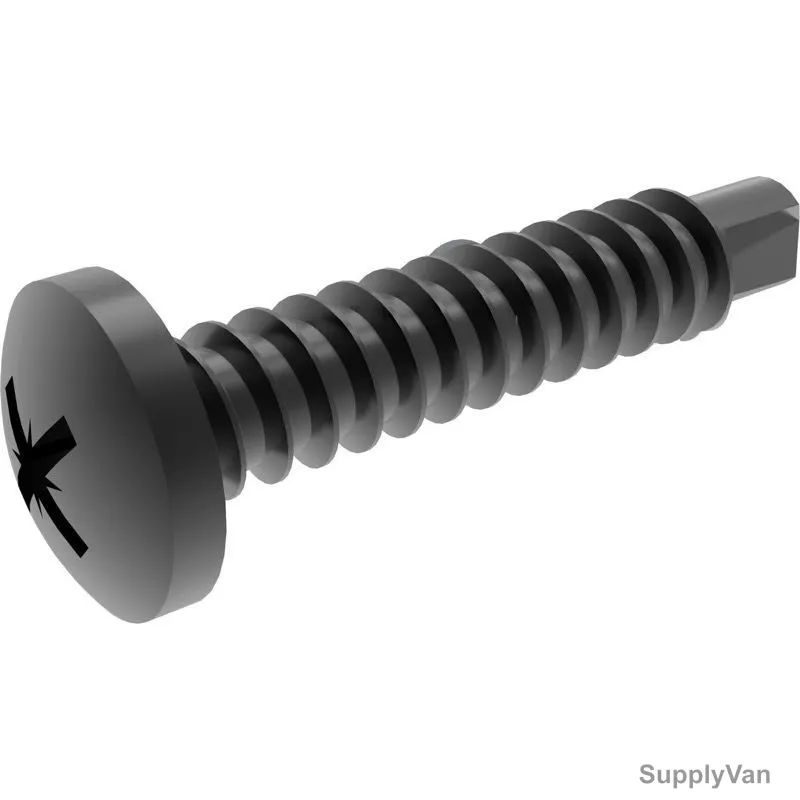 Tuf-Fix Pan Self Drilling Screw, 10x2 Inch, CS, Black, PK500