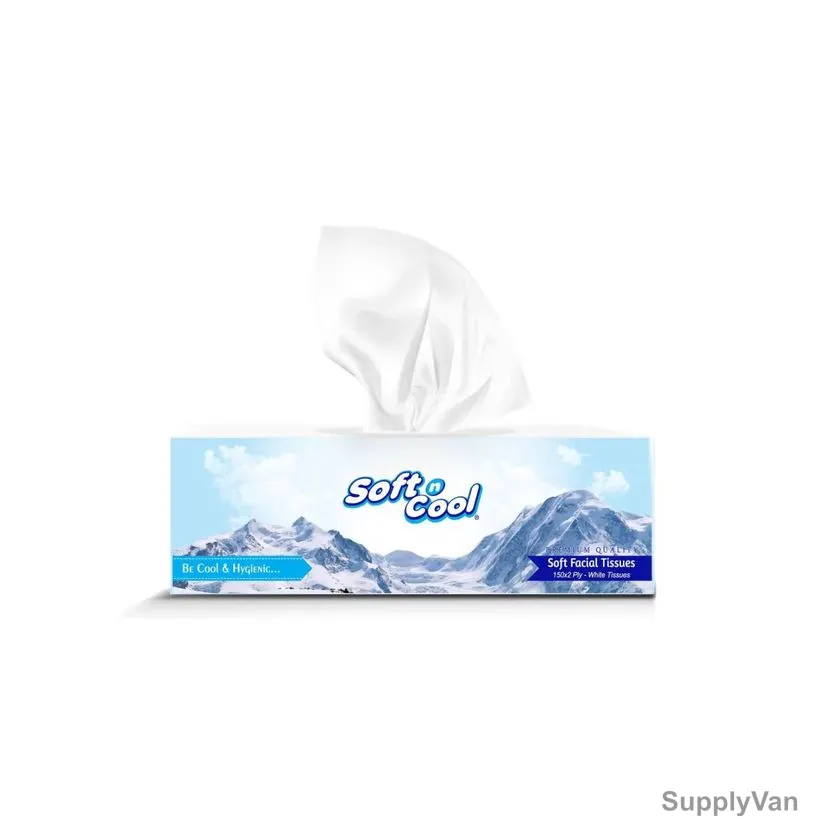 Soft n Cool Facial Tissue, SNCT150, 2 Ply, White, 750 Sheets/Pack