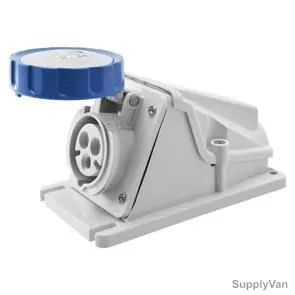 Gewiss 90 Deg Surface Mount Socket Outlet, GW62499, IP67, 16A, 2P+E, White-Blue
