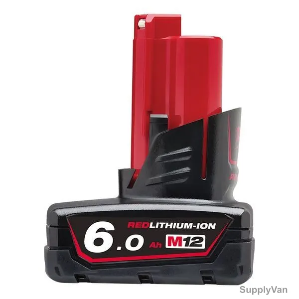 Milwaukee Cordless Tool Battery, M12B6, Lithium-ion, 12V, 6.0Ah