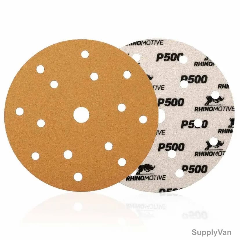 Rhinomotive Multi-Purpose Abrasive Disc, R1507, 150MM, P500, Gold, 100 Pcs/Box
