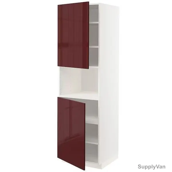Metod 2 Door Kitchen Cabinet, 19464844, 208CM Height x 60CM Width x 61.6CM Depth, Maroon