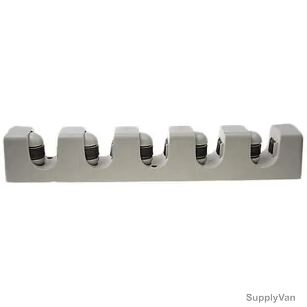 Wall Mounted Mop and Broom Hanger, Plastic, 6 Hooks, 5 Slots, Silver