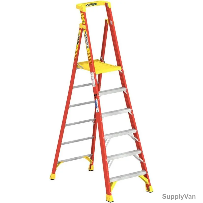 Werner Podium Step Ladder, PD6206, Fiberglass, 6 Feet Platform Height, 136 Kg Weight Capacity