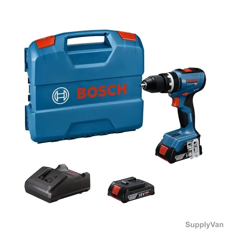 Bosch Cordless Impact Drill, GSB-18V-65, 18V, 2100 RPM, 1.5-13MM Chuck Capacity, 2x 2.0 Ah Battery, 1x Charger