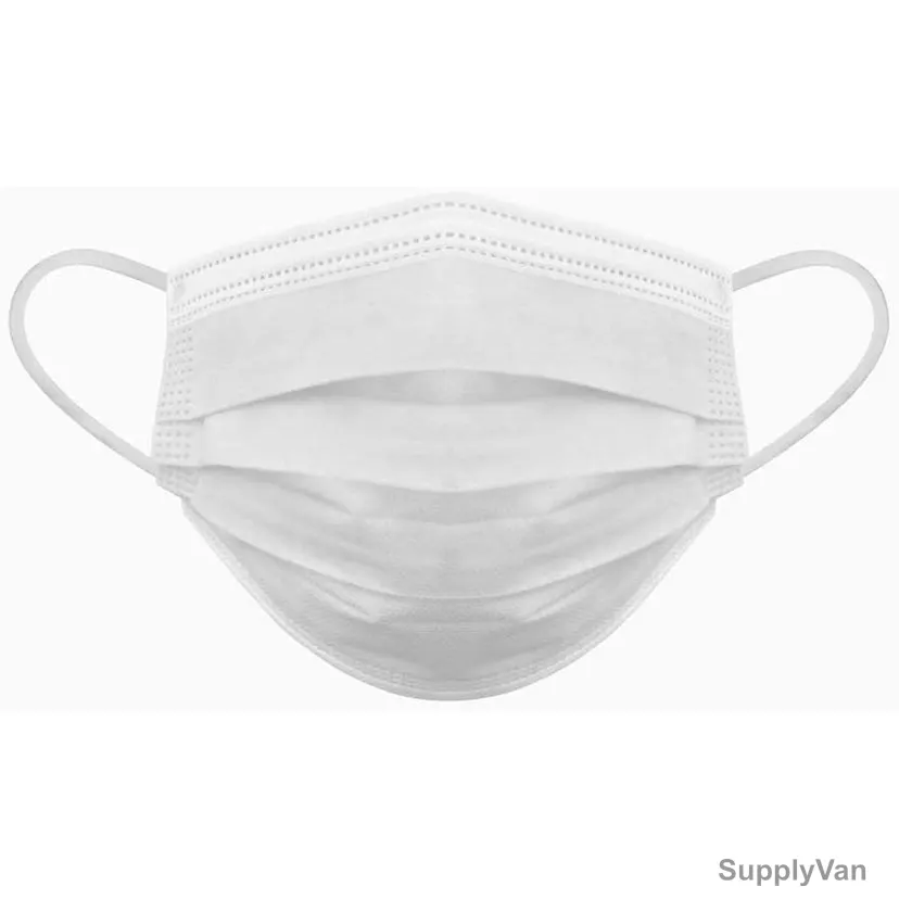 Disposable Face Mask, Non-Woven, 3 Layer, White, 60 Pcs/Pack