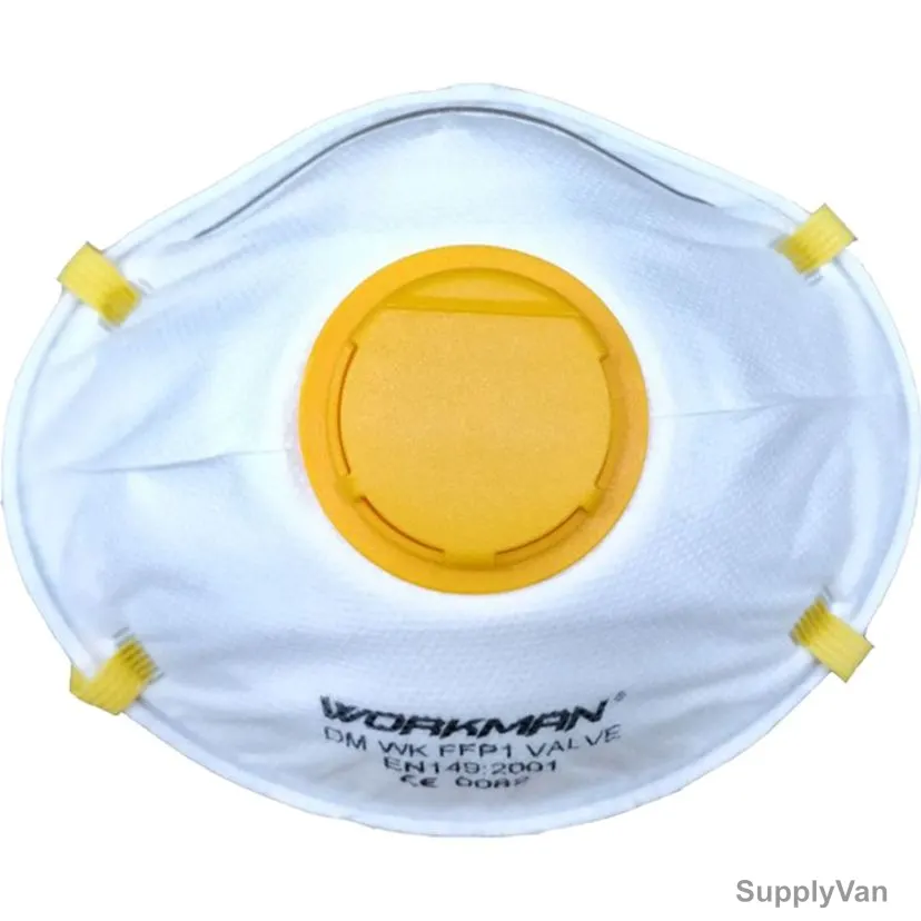 Workman Face Mask With Valve, FFP1, White/Yellow, 10 Pcs/Pack
