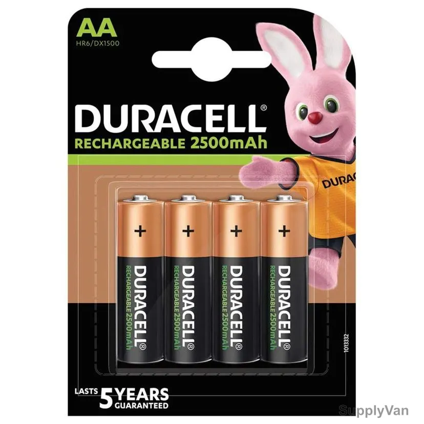 Duracell Alkaline Rechargeable Battery, HR6DX1500, AA, 2500mAh, 4 Pcs/Pack