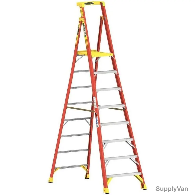 Werner Podium Step Ladder, PD6208, Fiberglass, 8 Feet Platform Height, 136 Kg Weight Capacity