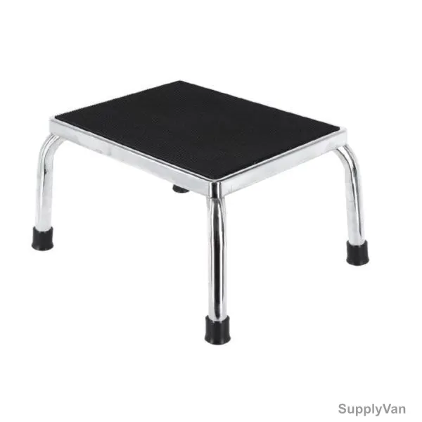 DP Metallic Single Step Foot Stool, SFS-4628, Stainless Steel, Silver/Black