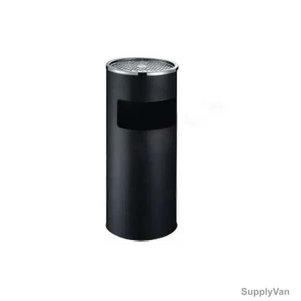 Brooks Outdoor Ashtray Bin, SS-ASH-237, Stainless Steel, 250MM Dia x 610MM Height, 20 Ltrs, Black
