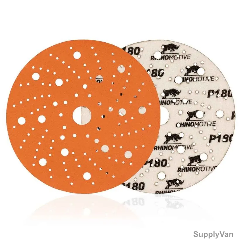 Rhinomotive Premium Extreme+ Multi-Hole Sanding Disc, R1510, 150MM, P180, Orange, 50 Pcs/Box