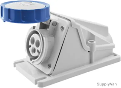 Gewiss 90 Deg Surface Mount Socket Outlet, GW62511, IP67, 32A, 3P+E, White-Blue