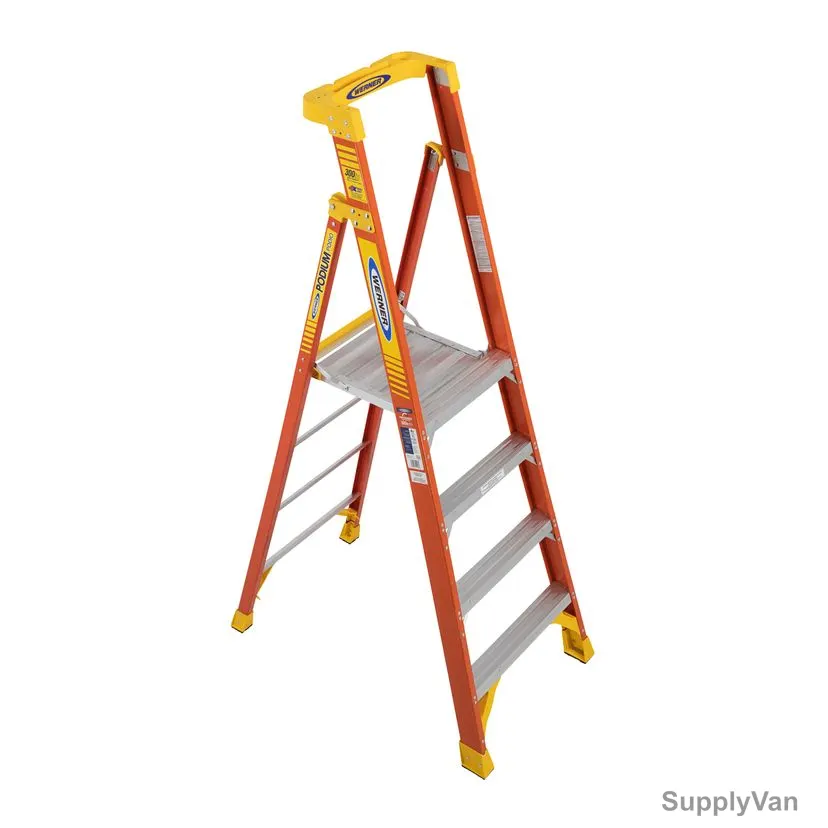 Werner Podium Step Ladder, PD6204, Fiberglass, 4 Feet Platform Height, 136 Kg Weight Capacity