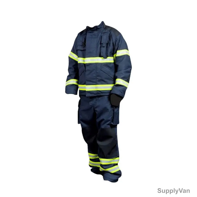Naffco Fire Fighting Suit, Aquila Fire 1, Nomex, 3XL, Navy Blue/Gold