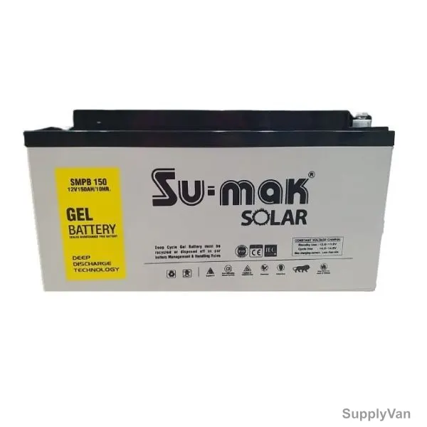 Su-Mak Solar Deep Cycle Gel Battery, SMPB-150, 12V, 150 Ah, 10 Hrs