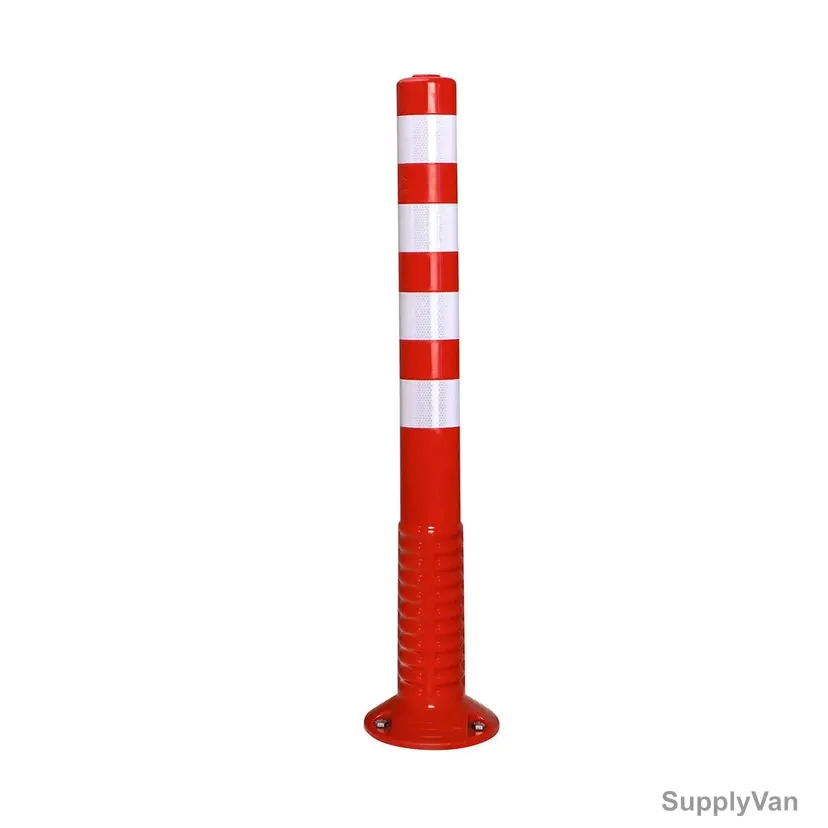 Flexible Bollard Post, Polyurethane, 8CM Dia x 76CM Height, Orange/White