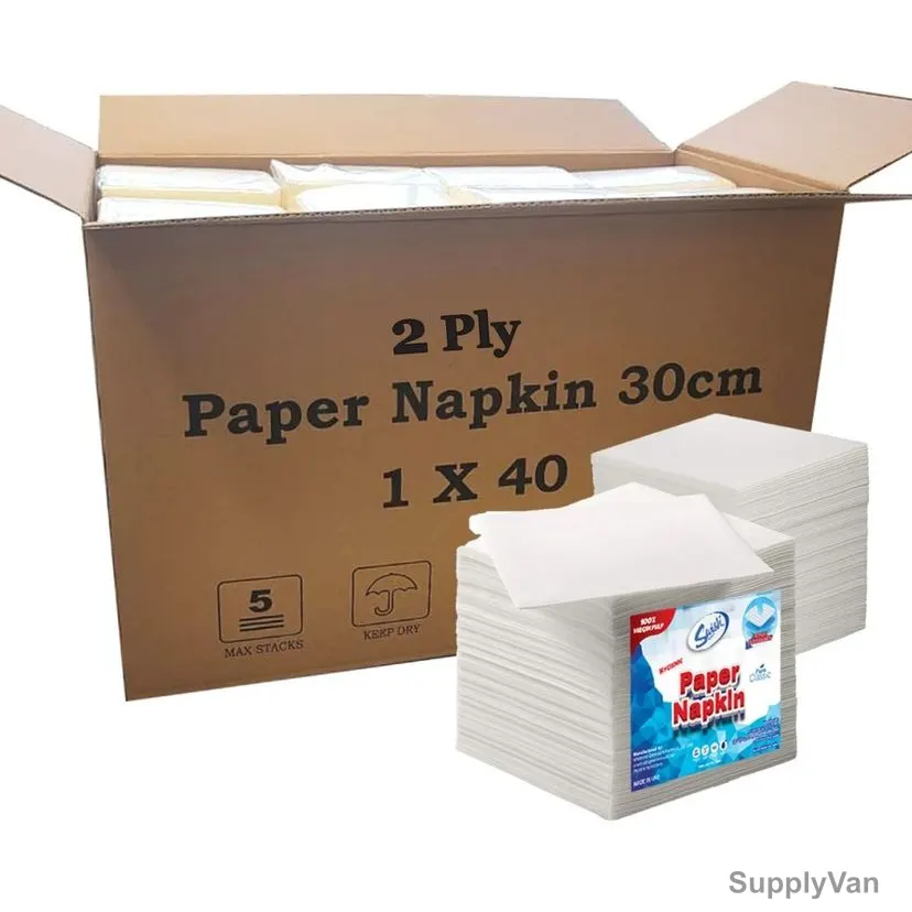 Swish Disposable Paper Napkin, 2 Ply, 80 Sheets, 30CM Width x 30CM Length, 40 Packs/Carton