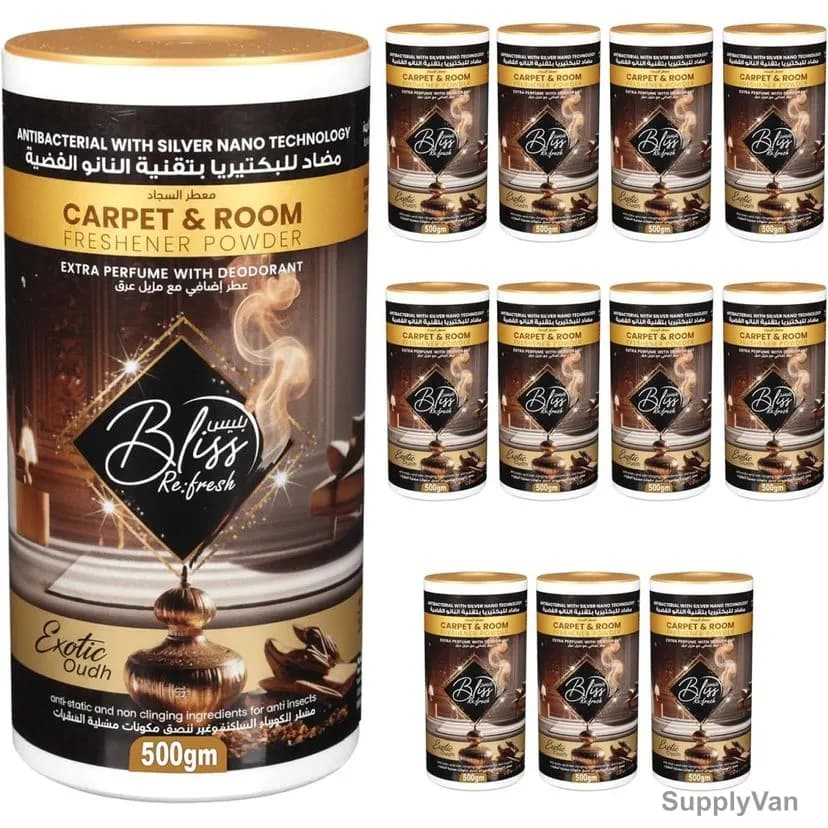 Swish Super Bliss Fresh Carpet and Room Freshener Powder, Oudh, 500GM, 12 Pcs/Pack