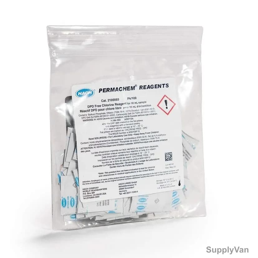 Hach DPD Free Chlorine Reagent Powder Pillows, 2105569, 10ML, 100 Pcs/Pack