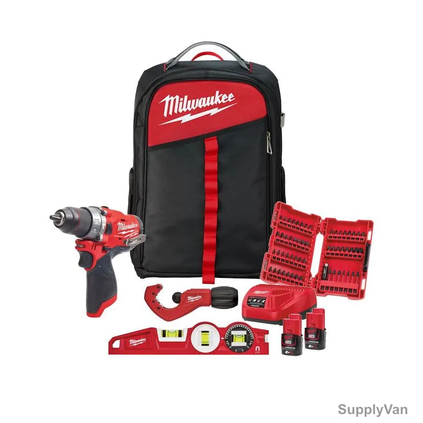 Milwaukee Cordless Tool Set, M12FPD-202XH, Fuel, 12V