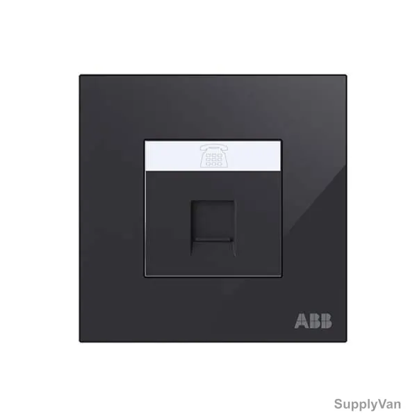 ABB Telephone Socket, AM32144-BG, Millenium, 4P, 1 Gang, RJ11, Black Glass