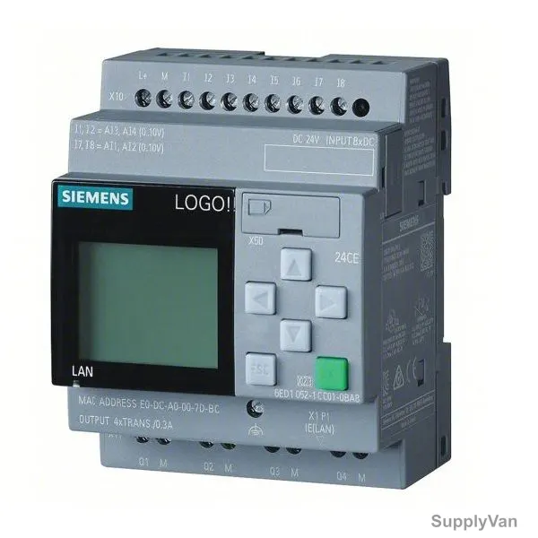 Siemens LOGO 24CE Logic Module With Display, 6ED1052-1CC08-0BA1, 24VAC/DC, 0.3A
